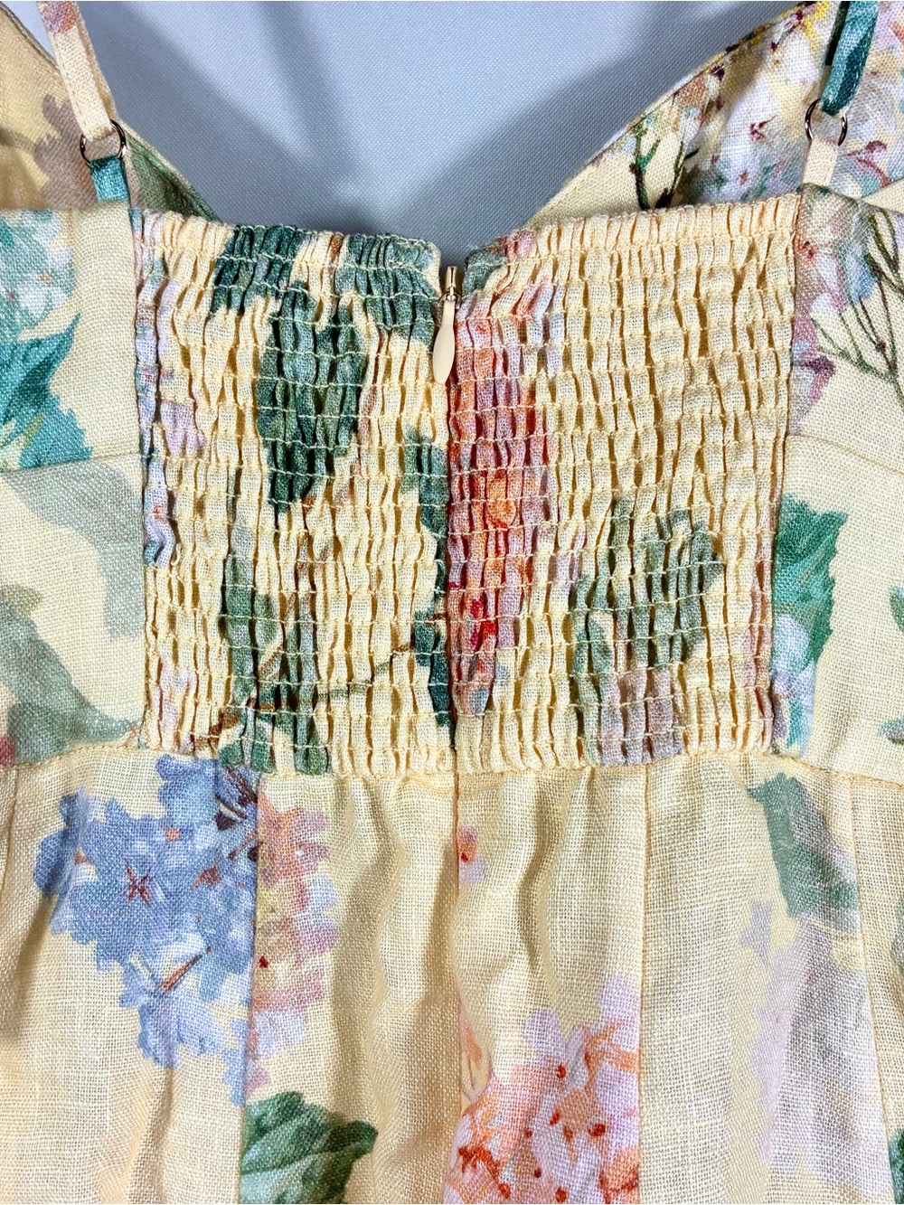 Zimmermann Illuminate Picnic Floral Linen Dress 2P Lemon Hydrangea NWT - Picture 15 of 17